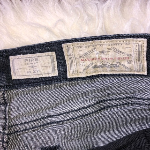 B4 Allsaints Spitalfields Black Skinny Jeans - Picture 6 of 8